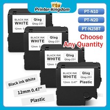 Btag 231 For Brother Label Tape 12mm PT-N10 PT-N20 N25BT Black on White lot picture