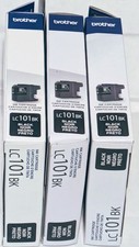 3 Brother Genuine Standard Yield Black Ink Cartridges LC101BK Set Of 3 picture