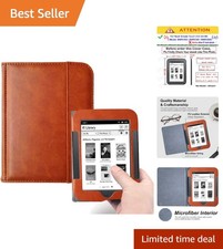 Brown Leather Cover Case for Nook Simple Touch Models BNRV300/B350/B500 picture