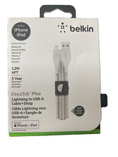 New Genuine Belkin DuraTek Plus 1.2M / 4' USB Type A Cable For iPhone White picture