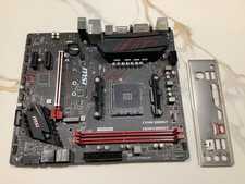 MSI B450M GAMING PLUS DDR4 MOTHERBOARD, AND BACK PLATE. NO BIOS BATTERY. picture