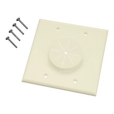 Midlite 2GLA-GR2 Double Gang Wireport Wall Plate with Grommet Light Almond picture