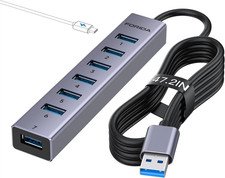 FORIDA Aluminum Alloy 8 Port USB Hub Long Cable USB Splitter with 7-USB3.0 Data picture