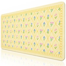 Floral Yellow Pad Large 35.4×15.7 Girly Desk Mat picture