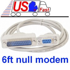 6ft DB9 F/FEMALE~DB25 pin M/MALE Serial Null Modem Data Cable,Nul wired Cord$SHd picture