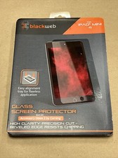 Black Web Glass Screen Protector For Ipad Mini 4 W/ Easy Alignment Tray picture