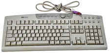 Vintage HP Gray Keyboard Hewlett Packard PS/2 Retro Gaming SK-2505 PC picture