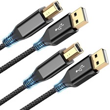 sweguard Printer Cable 10ft 2-Pack, USB Cord 2.0 10ft+10ft, black picture