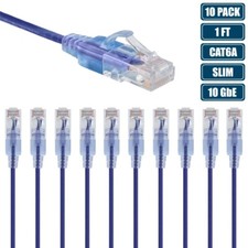 10x 1FT CAT6A RJ45 Ethernet LAN Network Patch Cable Slim Cord Router PURPLE picture