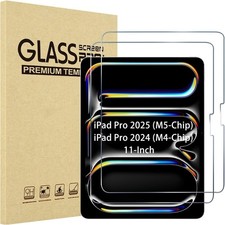 (2 PCS) iPad Pro 11 Inch 2025/2024 M5 M4 6th/5th Gen Tempered Glass Screen Saver picture