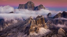 Landscape nature clouds mountains sunset pink rocks mist Custom Gaming Mat Desk picture