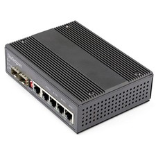 StarTech Industrial 6 Port Gigabit Ethernet Switch, 4 PoE RJ45 +2 SFP Slots 30W picture