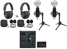 2-Person Podcast Podcasting Recording Kit w/Mackie ProFX6 v3+ Mixer+Desk Stands picture