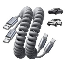 Coiled USB C Cable, Durable Short USB A to USB C Cable 2 Pack 4FT Space Gray picture