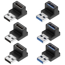 Fidioto 6 Pack 90 Degree USB 3.0 Adapter,Right Angle USB A Male to Female USB L picture