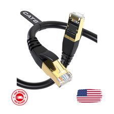 Cat 8 Ethernet Cable 40Gbps 2000MHz, 6FT Supports Cat8-6ft, Black USA Fast Ship picture