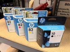 HP Genuine Original HP 10 & 82 Inkjet Cartridges Black Cyan Magenta Yellow picture