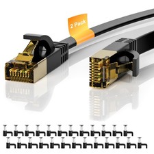 Cat 7 Ethernet Cable 2-Pack 4 FT, Cat7 Flat High Speed 10Gbps 4FT+4FT, Black  picture