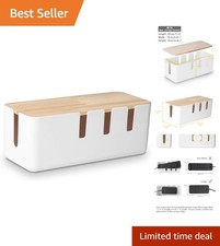 Multi-Functional Wood Lid Cable Management Box - 12x5x4.5 for Easy Access picture