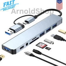 USB-C Hub Multiport Adapter 8 In 2 Dock USB 3.0 2.0 Splitter SD TF Card Reader picture