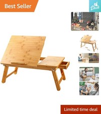 Multi-Functional Bamboo Desk: Adjustable Height Serving Tray for Work & Leisure picture