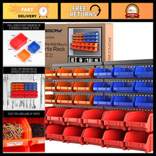 30-Bin Wall-Mounted Storage Rack - Heavy-Duty Tool Organizer for Hardware, Screw picture