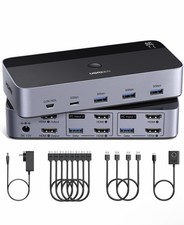 UGREEN HDMI KVM Switch 2 Monitors 2 Computers 4K@60Hz, with 4 USB 3.0 Ports picture