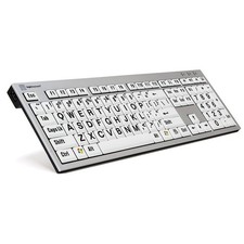 Logickeyboard Large Print Black on White Slim Line PC Keyboard picture