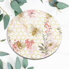 Floral Bee Honeycomb Flower Mouse Pad Mat Office Desk Table Accessory Girly Gift picture
