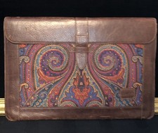 Londo Genuine Leather & Tapestry Document Portfolio Folder Paisley Multi-Color picture