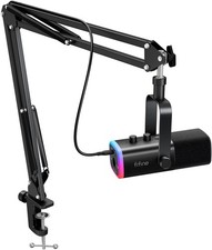 FIFINE AM8T RGB Gaming Microphone + Boom Arm Stand - USB/XLR - Black - VG picture