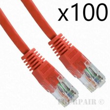 100 Pack Lot - 7ft CAT5e Ethernet Network LAN Router Patch Cable Cord Wire Red picture