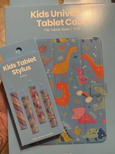 Gems Universal Kids Tablet Case Blue Dinosaurs And 4 Stylus Pens NIB picture