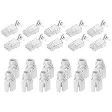 10 x CAT8 RJ45 Connectors with 10Pack White Boots Cable Traverse for 23AWG Cable picture