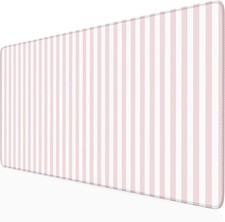 Light Pink Striped Desk Mat Cute Pastel XXL Large Gaming Mouse Pad Desk Pad K... picture