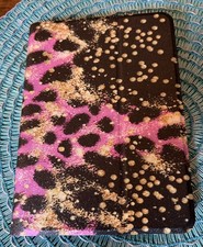 Pink Leopard Print Kindle Case Smart Folio Cover Gold Glitter Dots Bi-Fold NWOT picture