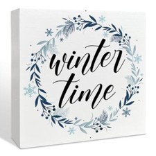 Winter Decor Wooden Box Sign, Christmas Snowflake Table Decor Holiday Xmas  picture