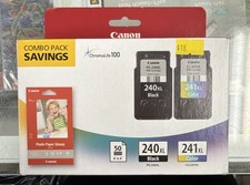 Genuine Canon Ink PG-240XL Black CLI-241XL Color Combo 50 4x6 Paper New Sealed picture