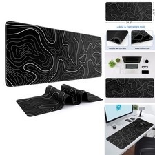 DIGSOM Mouse Pad 31.5 x 11.8in Black with White Topographic Line picture