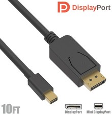 10FT Mini DisplayPort DP Male to DisplayPort Male Cable Gold PC MacBook Black  picture