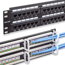 48~Port Cat6 Patch Panel 10Gbps RJ45 Keystone Network Rackmount Wall Mount picture