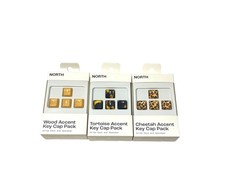 Lot of 3 North Figural Key Cap Pack Cheetah, Tortoise & Wood Accent NEW picture