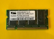 ProMOS 256MB DDR 333 MHz PC2700U SO DIMM Laptop Memory V826632B24SCTG-C0 picture