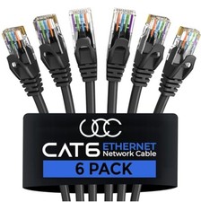 Cat 6 Ethernet Cable 15 Feet 6 Pack Black RJ45 24 AWG UTP 10Gbps 500 MHz Outdoor picture