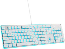 104-Key Retro Punk Full Size Typewriter White Keyboard with LED Blue Backlight picture