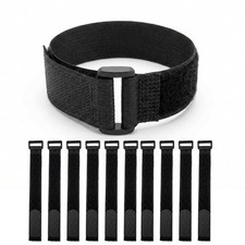 10 Pack Fastening Nylon Strap w/ Buckle, Self-Adhesive Hook & Loop Cable, 1x12
