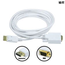 10FT DisplayPort Male to VGA Male Cable Mac Monitor w/ Gold Plated Connectors picture