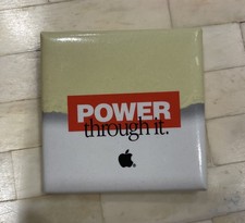 Vintage Apple Computer Employee Pin Back Button, Mac Power Through It Macintosh picture