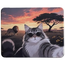 Cute Cat Mouse Pad with Stitched Edge Washable Cat Design Mousepad with Non-Slip picture