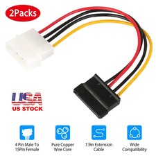 2Pcs 4Pin Male To 15Pin Female Cable Adapter Converter for Hard Drives Power picture